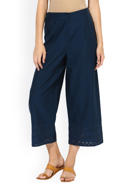 

Juniper Women Navy Blue Straight Solid Palazzos