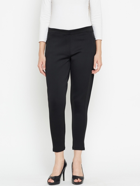 

AURELIA Women Black Solid Casual Trousers