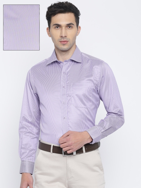 

Peter England Men Purple & White Regular Fit Striped Formal Shirt