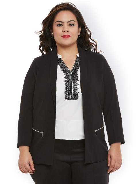 

NuBella Plus Size Black Solid Casual Blazer