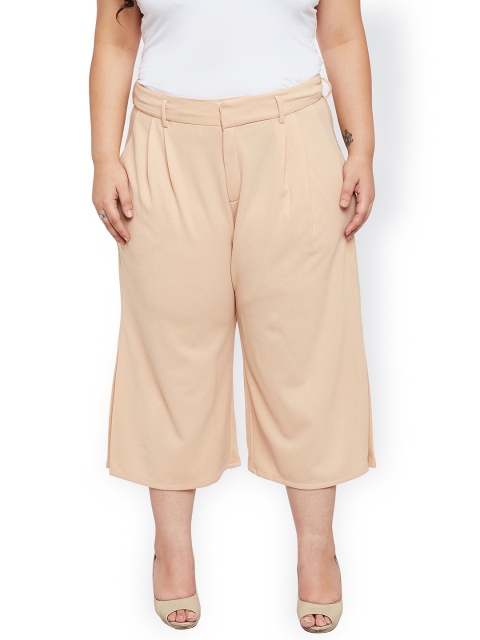 

NuBella Plus Size Women Beige Relaxed Straight Leg Loose Fit Solid Culottes
