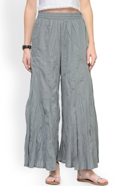 

Varanga Women Grey Flared Crushed Palazzos