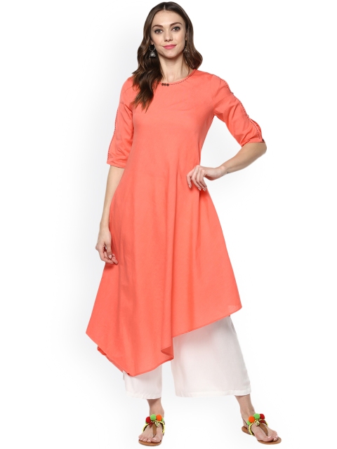 

STREET 9 Women Coral Solid A-Line Kurta