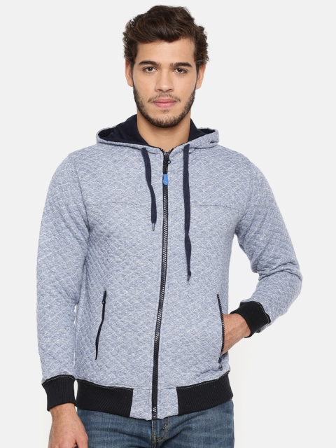 

Sports52 wear Men Blue Self Design Hooded Sweatshirt