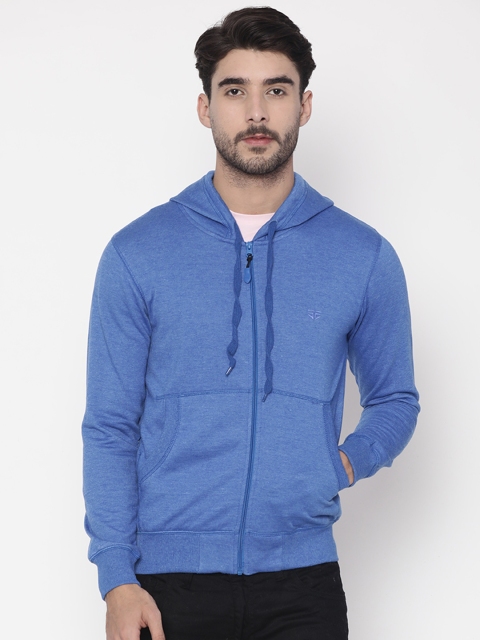 

Sports52 wear Men Blue Solid Hooded Sweatshirt