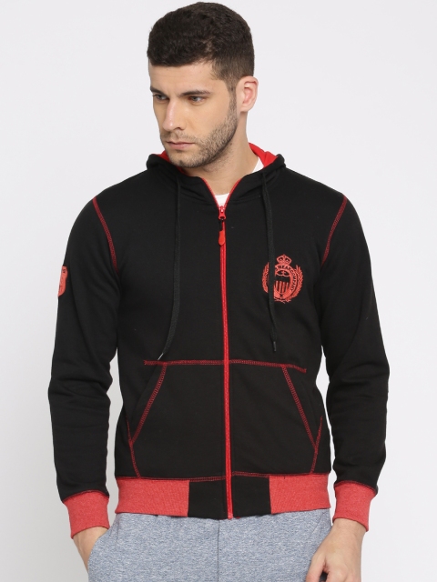 

Sports52 wear Men Black Solid Hooded Sweatshirt