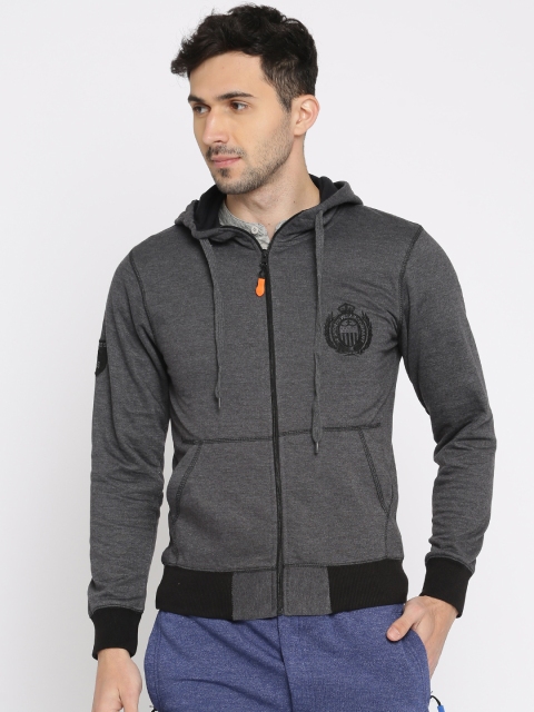

Sports52 wear Men Charcoal Grey Solid Hooded Sweatshirt