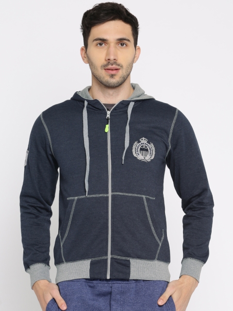 

Sports52 wear Men Navy Blue Solid Hooded Sweatshirt