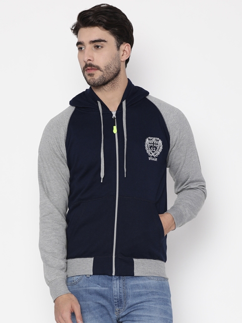 

Sports52 wear Men Navy Solid Hooded Sweatshirt, Navy blue