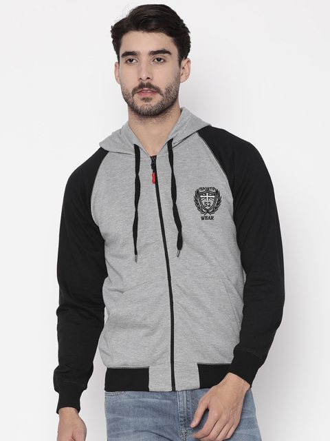 

Sports52 wear Men Grey Melange Solid Hooded Sweatshirt