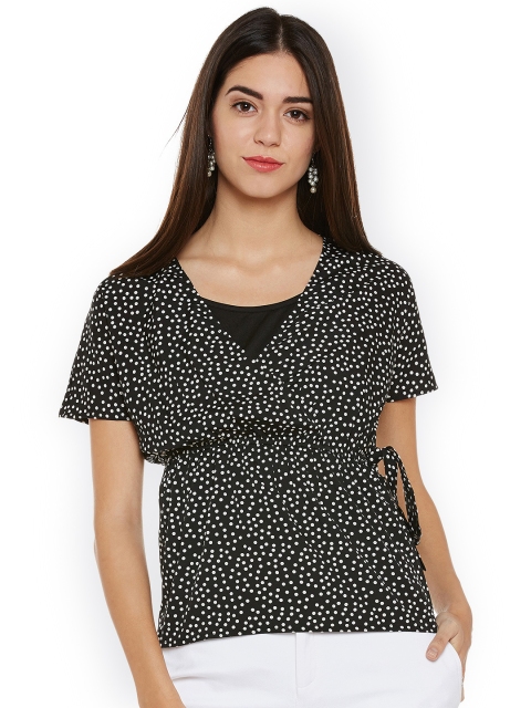 

Oxolloxo Women Black Printed Wrap Top