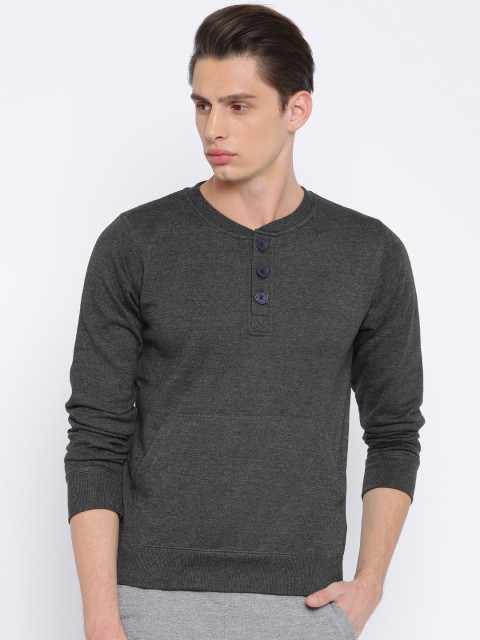 

Sports52 wear Men Charcoal Grey Solid Sweatshirt