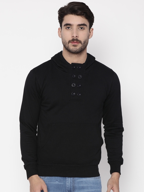 

Sports52 wear Men Black Solid Hooded Sweatshirt
