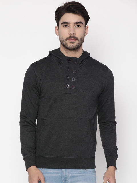 

Sports52 wear Men Charcoal Grey Solid Hooded Sweatshirt