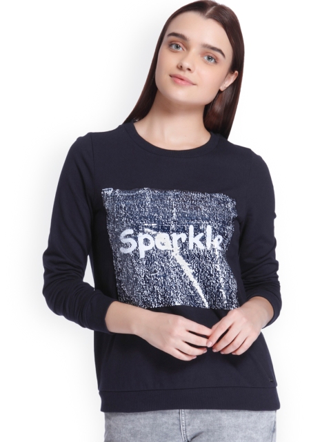 

Vero Moda Women Navy Blue Self Design Sweatshirt