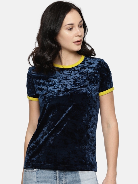 

Vero Moda Women Navy Blue Solid Round Neck T-shirt