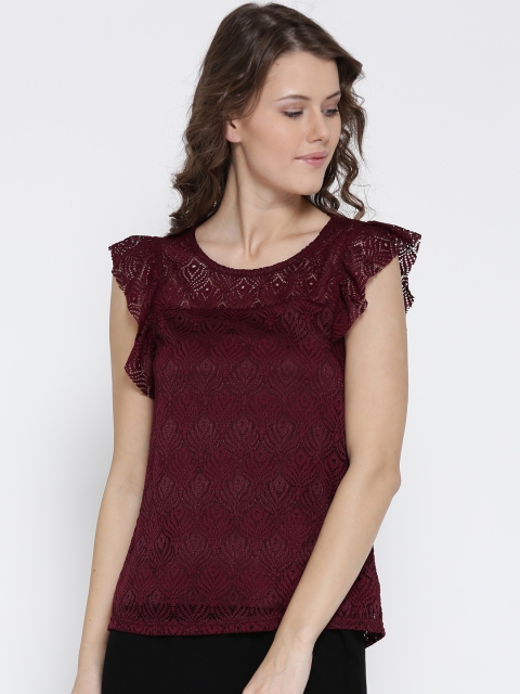 

Vero Moda Women Burgundy Lace Top