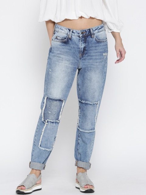 

Vero Moda Women Blue Regular Fit Mid-Rise Low Distress Jeans