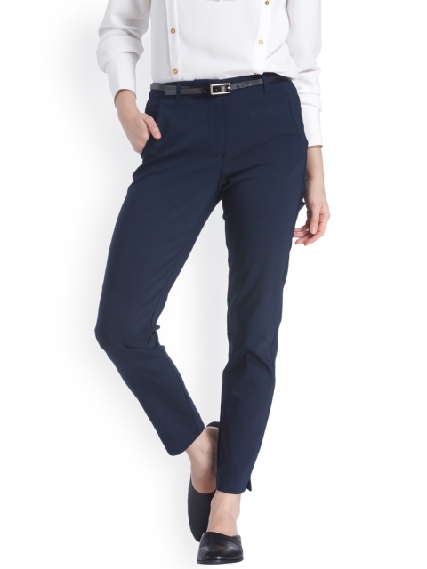 

Vero Moda Women Navy Blue Slim Fit Solid Formal Trousers