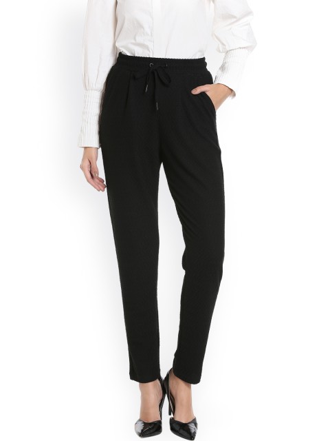 

Vero Moda Women Black Regular Fit Self Design Formal Trousers