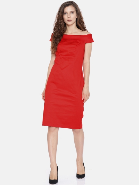 

Vero Moda Women Red Solid Sheath Dress