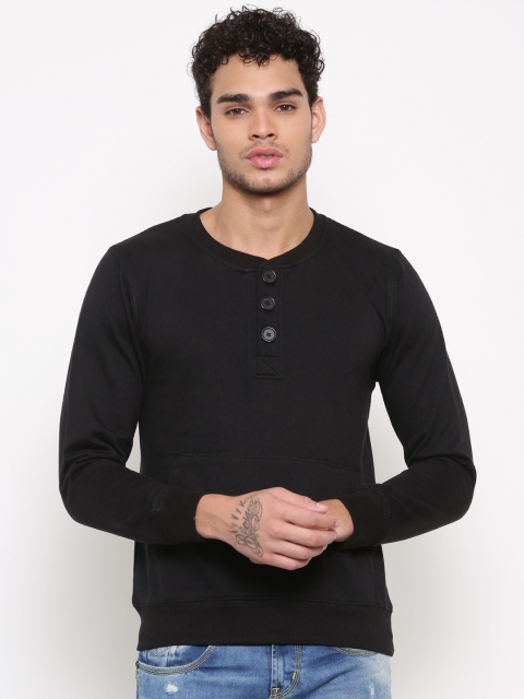 

FIFTY TWO Men Black Solid Sweatshirt