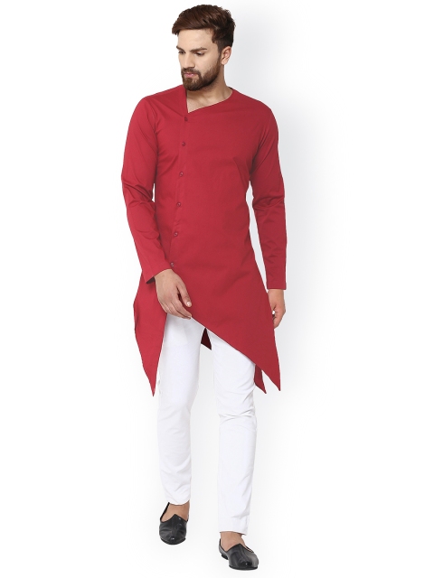 

See Designs Men Maroon Solid Straight Kurta