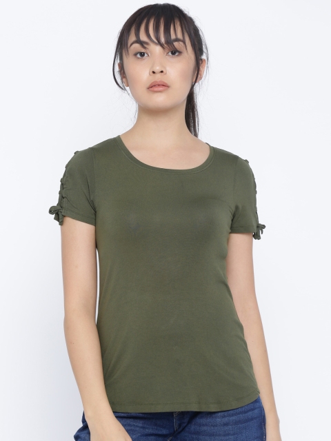

Fame Forever by Lifestyle Women Olive Green Solid Top