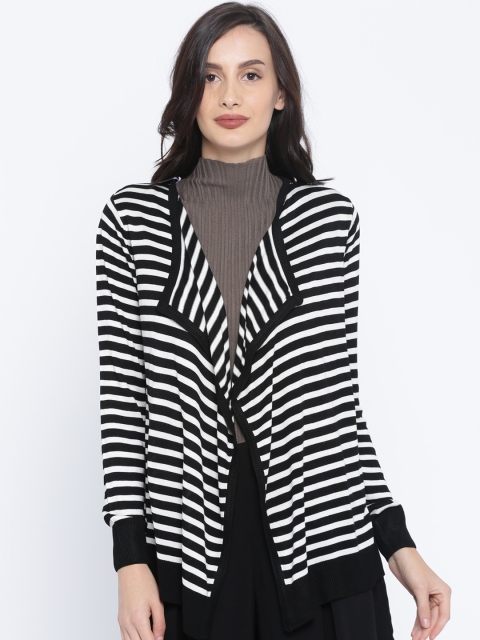 

Fame Forever by Lifestyle Black & White Striped Open Front Shrug