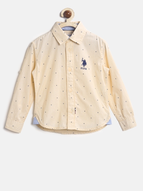 

U.S. Polo Assn. Kids Boys Yellow Printed Casual Shirt