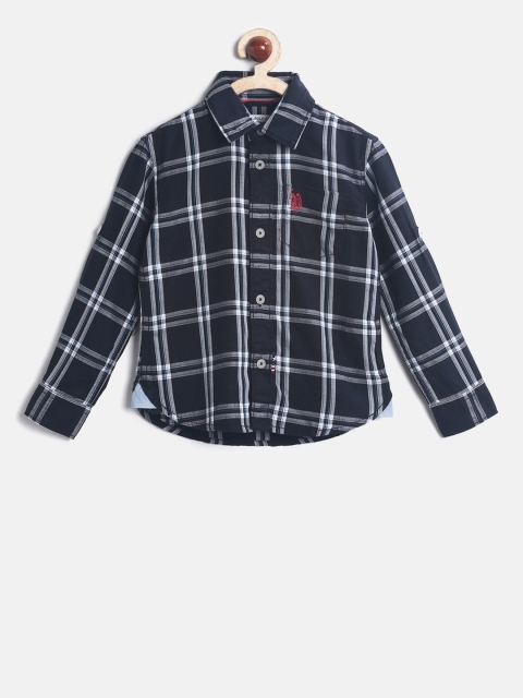 

U.S. Polo Assn. Kids Boys Navy Checked Casual Shirt, Navy blue