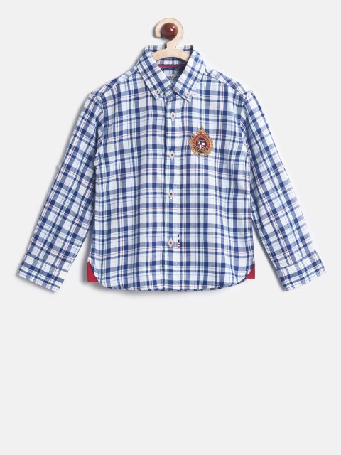 

U.S. Polo Assn. Kids Boys Blue & White Checked Casual Shirt