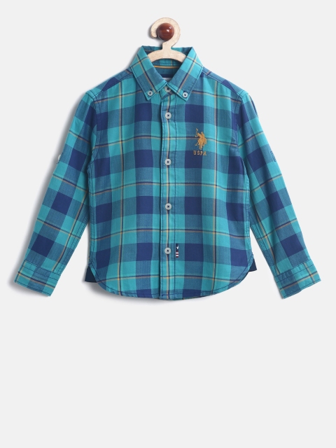 

U.S. Polo Assn. Kids Boys Blue Checked Casual Shirt