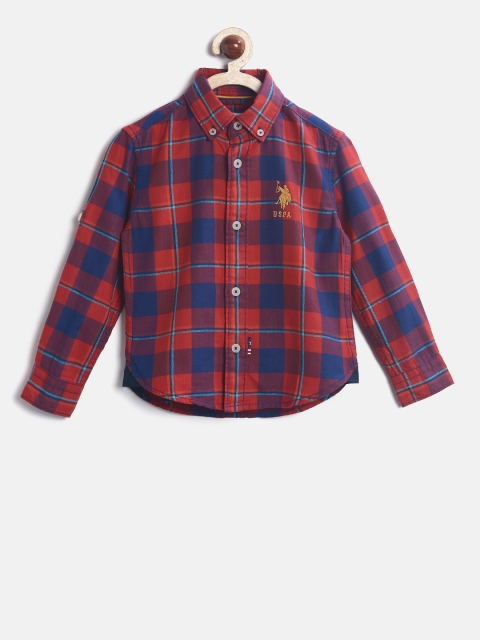 

U.S. Polo Assn. Kids Boys Red & Blue Checked Casual Shirt