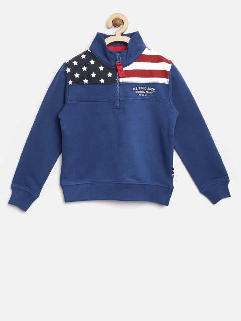 U.S. Polo Assn. Kids Boys Blue Printed Sweatshirt