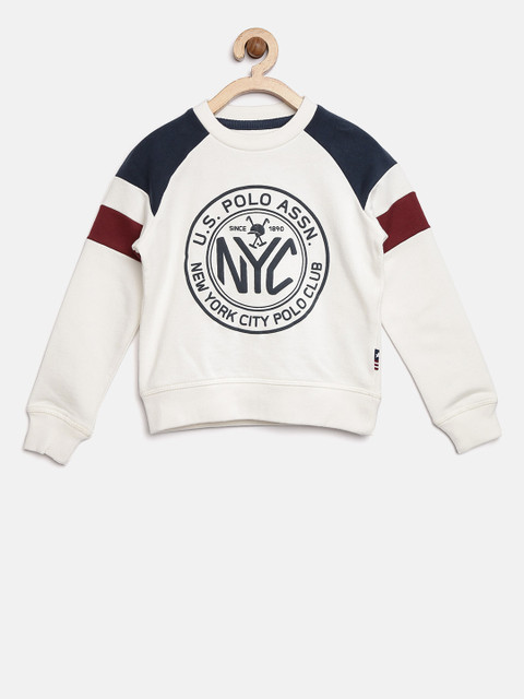 

U.S. Polo Assn. Kids Boys White Printed Sweatshirt