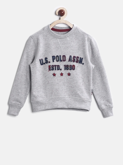 

U.S. Polo Assn. Kids Boys Grey Melange Solid Sweatshirt