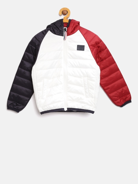 

U.S. Polo Assn. Kids Boys White Colourblocked Hooded Puffer Jacket