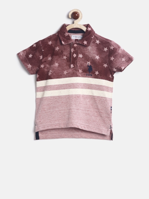 

U.S. Polo Assn. Kids Boys Pink Printed Polo T-shirt