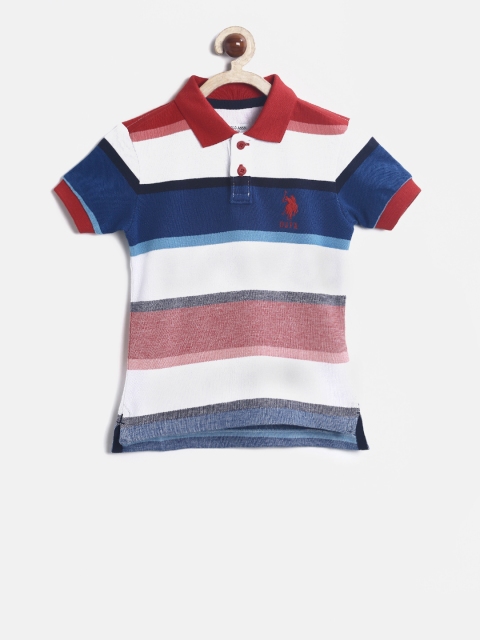 

U.S. Polo Assn. Kids Boys White & Red Striped Polo T-shirt