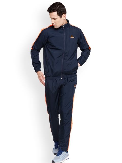 

Alcis Men Navy Blue & Orange Colourblocked Tracksuit