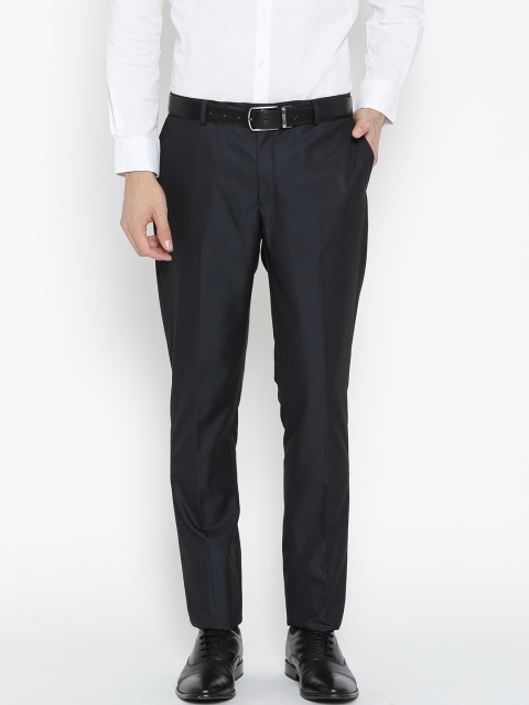 

Blackberrys Men Navy Blue Sharp Regular Fit Self Design Formal Trousers