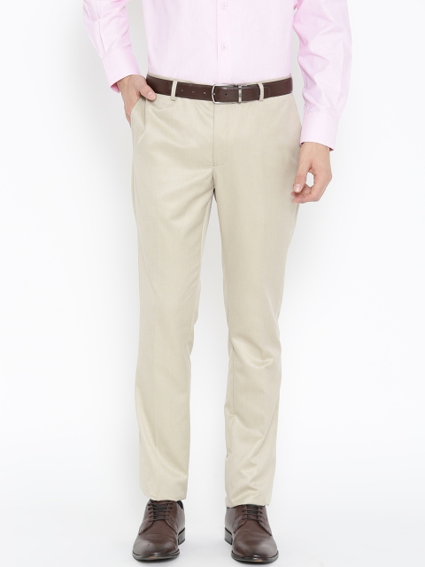 

Blackberrys Men Beige Sharp Fit Solid Formal Trousers