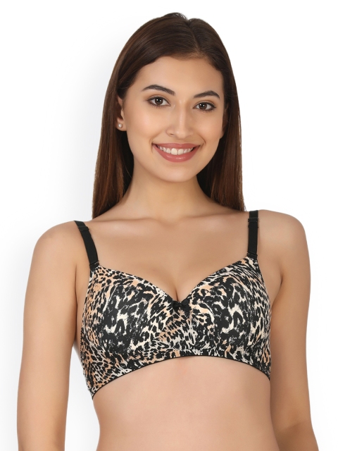 

Clovia Non-Wired Animal Print Multiway T-Shirt Bra, Black