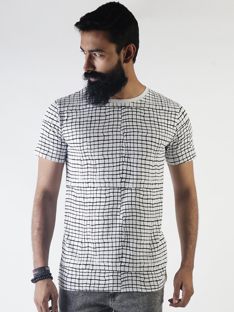 

Blue Saint Men White Printed Round Neck T-shirt
