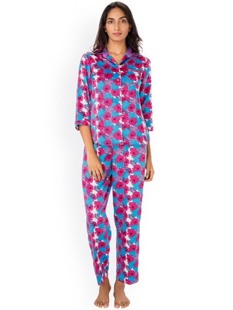 

PrettySecrets Women Purple Printed Night suit
