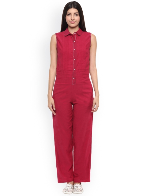 

Label Ritu Kumar Pink Solid Basic Jumpsuit