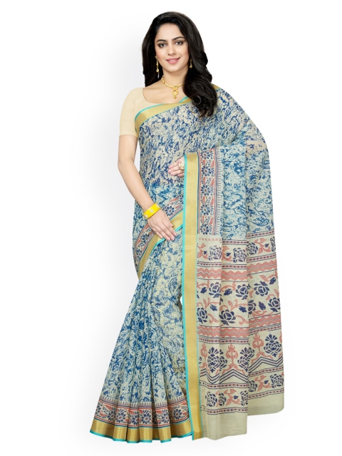 

Saree Swarg Beige Printed Cotton Blend Saree