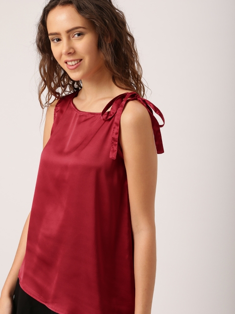 

DressBerry Women Red Solid A-Line Top