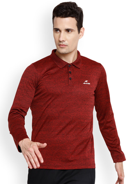 

Alcis Men Maroon Self-Design Polo Collar T-shirt